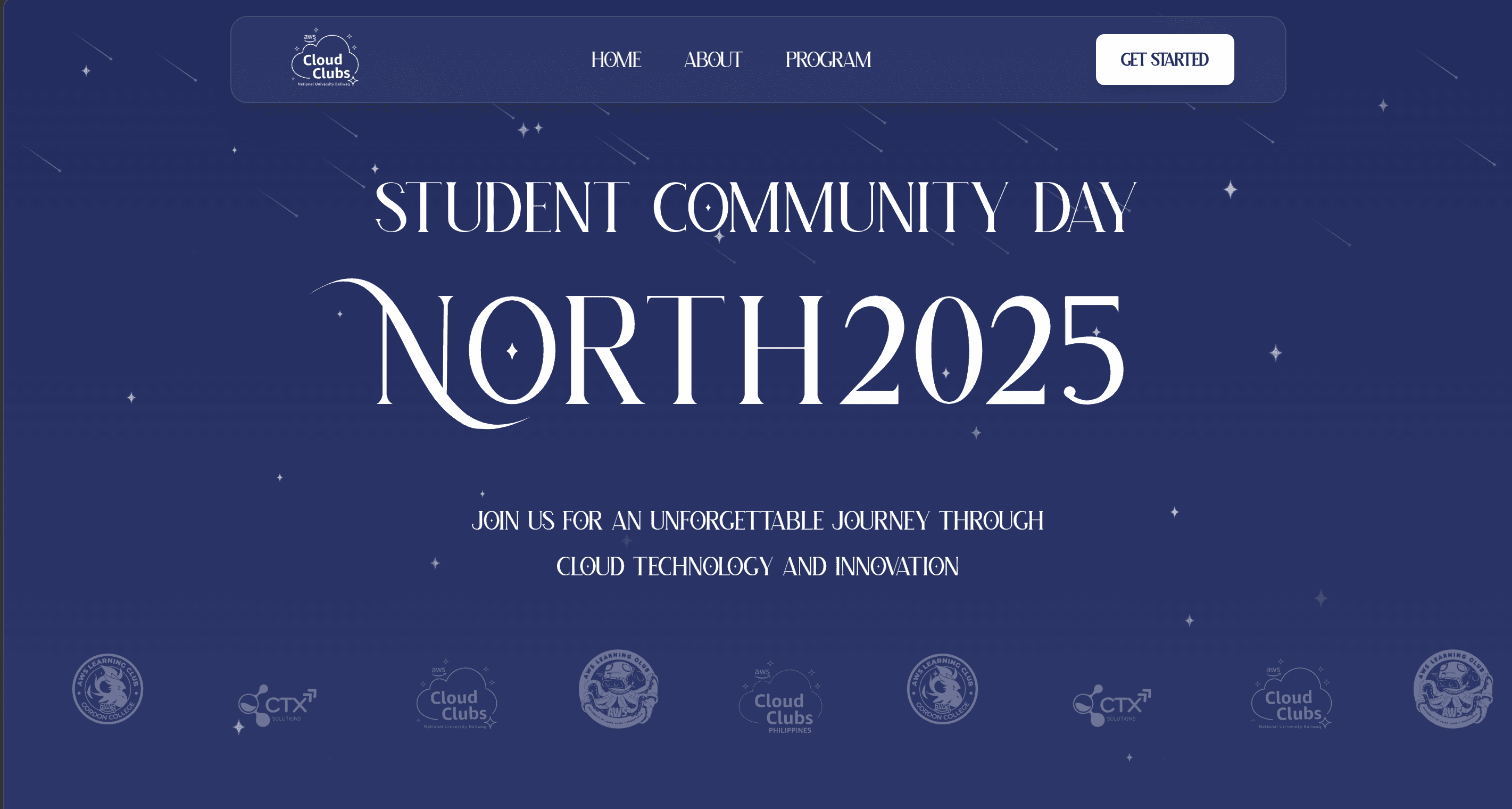 SCD North AWSCC — AWS Cloud Club website designed and developed by Ivan Lunita using React and Tailwind